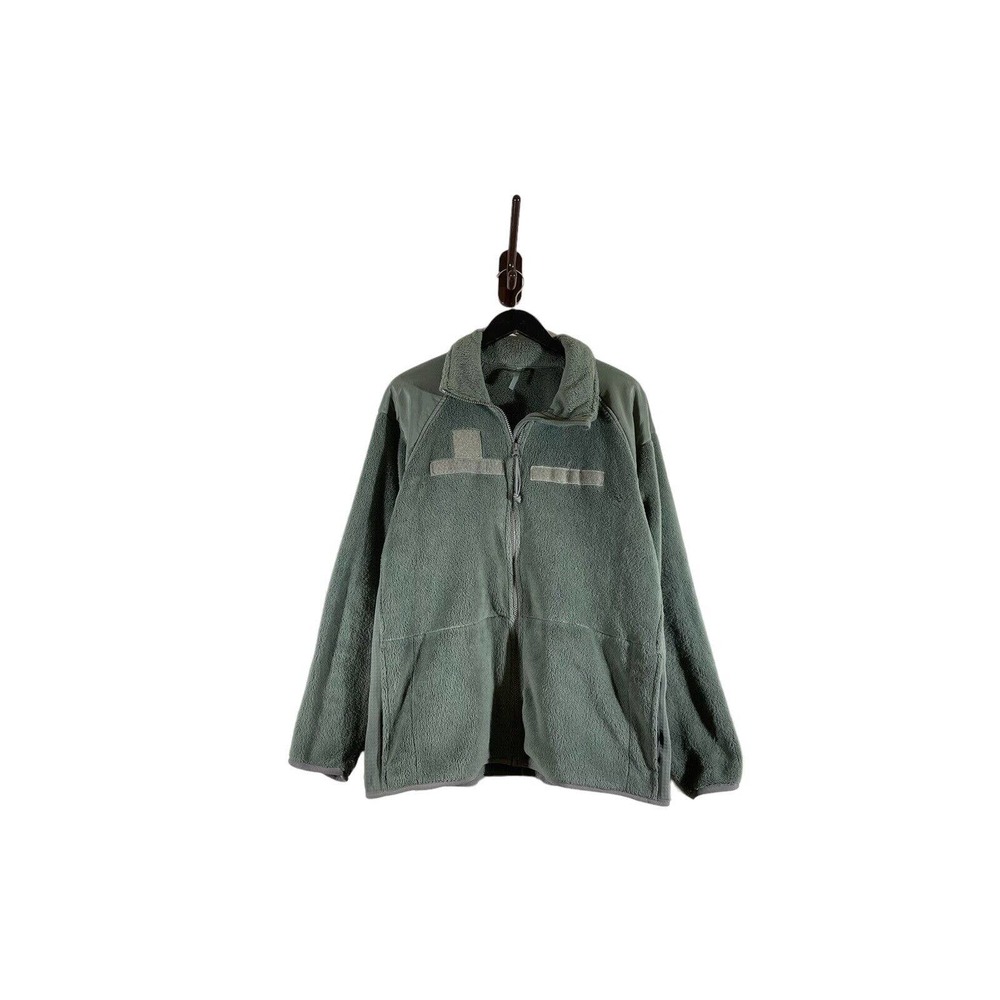 Military Style Army Fleece Jacket Polartec Zip Up Fuzzy USA Green Gray NO SIZE